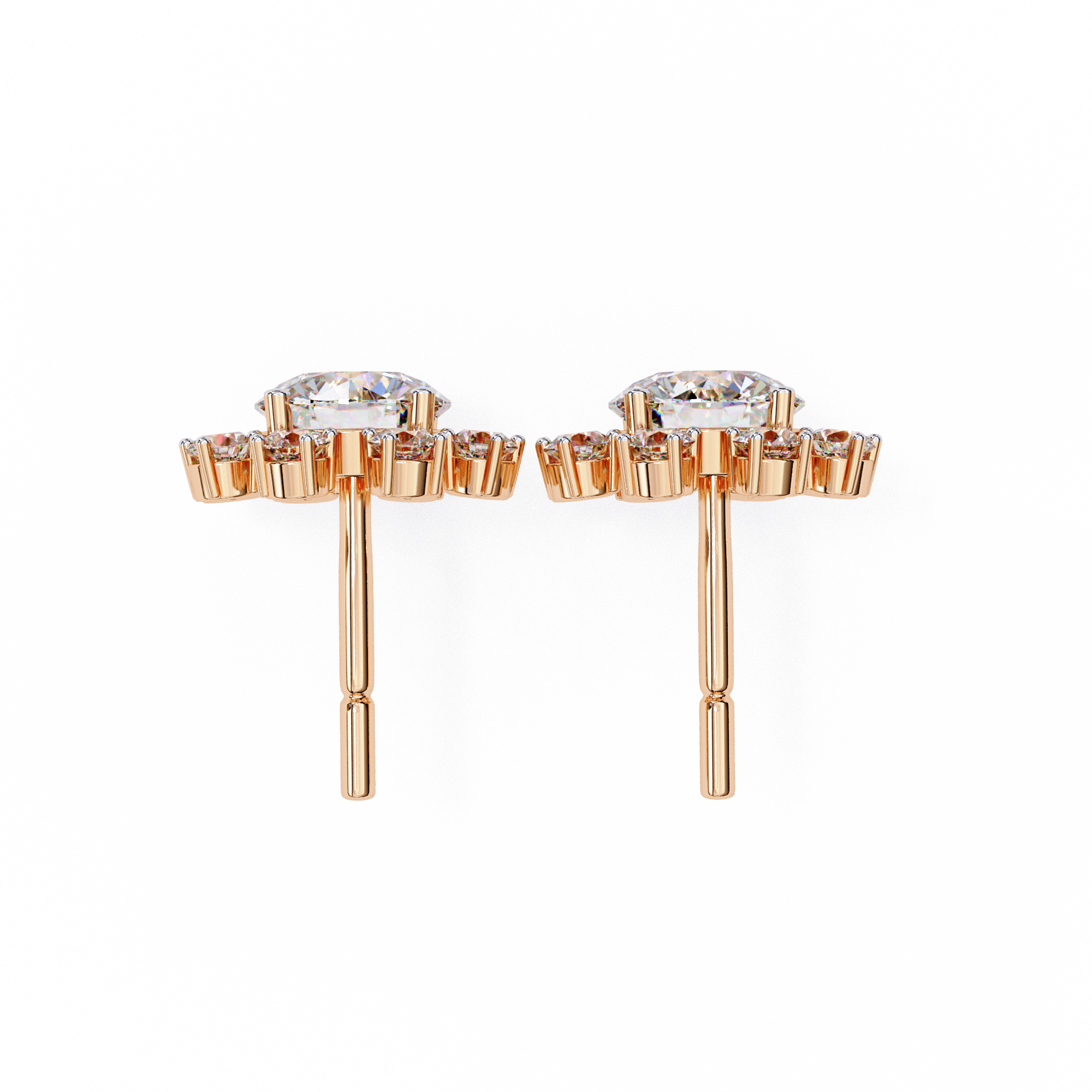 1.22ct Floral Halo Diamond Stud Earrings – Solitairekart